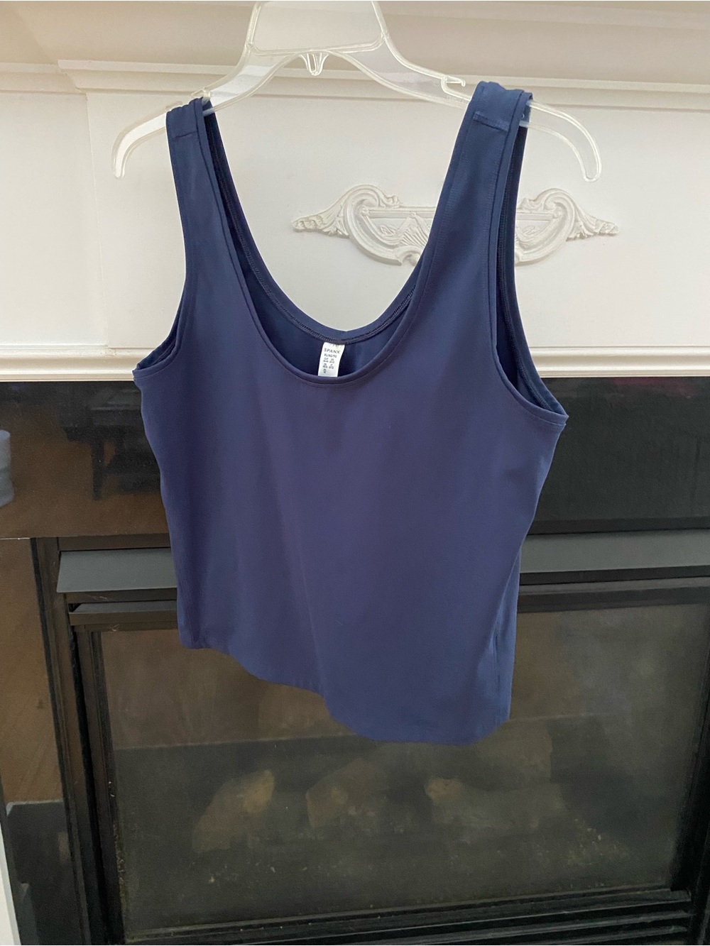 Spanx Navy Scoop Neck Cropped Active Tank Top
